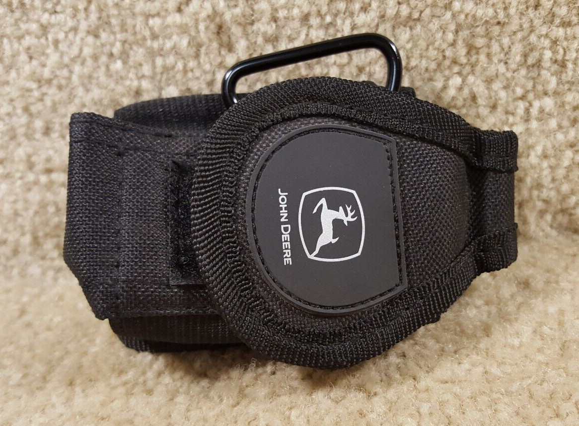 Black W/Silver Logo John Deere Tool Pouch Belt Clip Holster Hook & Loop Pocket