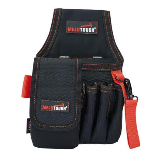 Small Tool Pouch with Belt Clip, Mini Electrician Work Pouch with Nylon Red