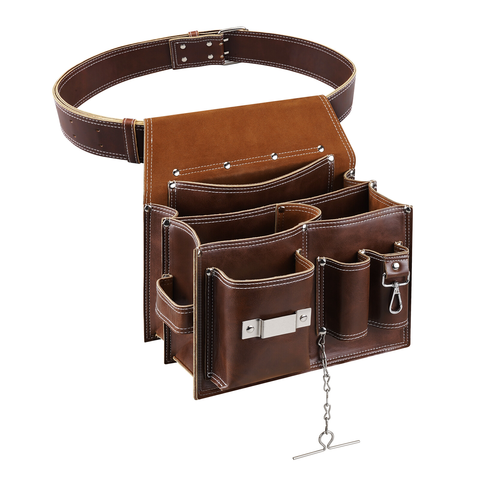 10 Pockets Vintage Leather Tool Belt Bag Large Capacity Carpenter Tool Pouch