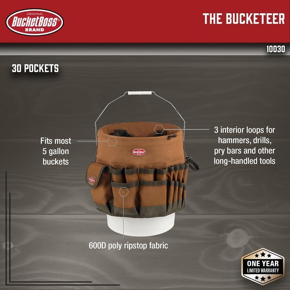 Bucket Tool Organizer Brown 10030 Poly PVC PP Ferric Fits Most 5 Gallon Buckets