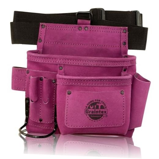 5 Pocket Suede Leather Tool Belt/Bag | | Multipurpose Leather Tool Belt Purple