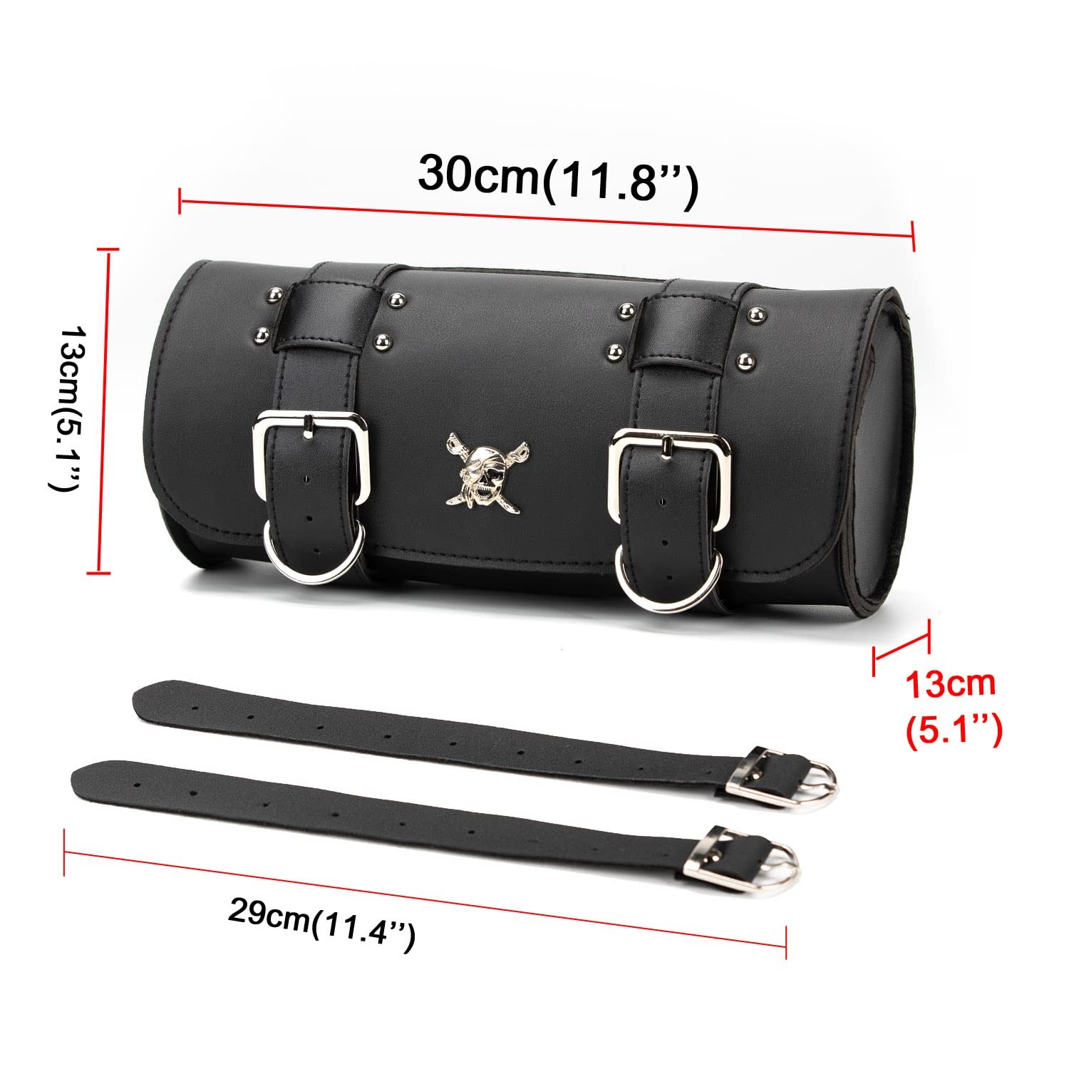 Motorcycle Tool Bag, Universal Motorcycle Handlebar Bag, Black PU Leather Rol…