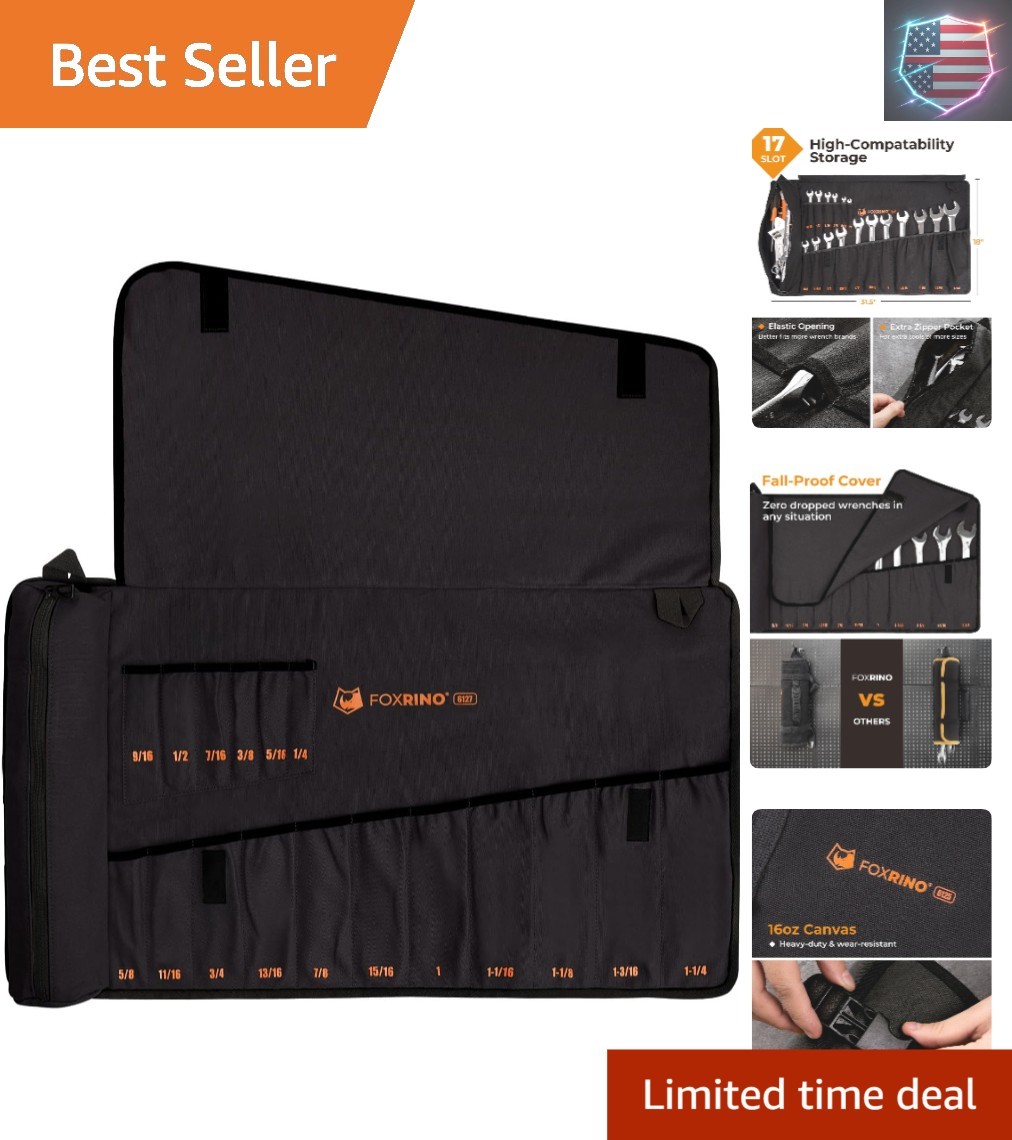 Wrench Roll, Wrench Roll Up Pouch, 17-Pocket Heavy Duty Canvas Wrench Organiz…