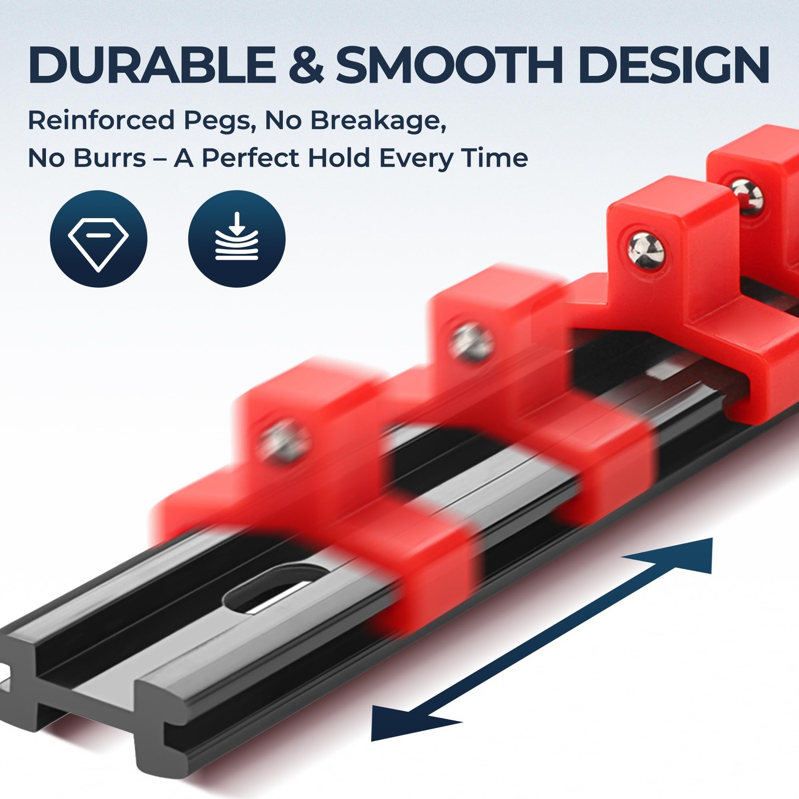 Reniteco 9-Piece Socket Organizer Set – 1/4-Inch x 48 Clips, 9 Pcs, Red