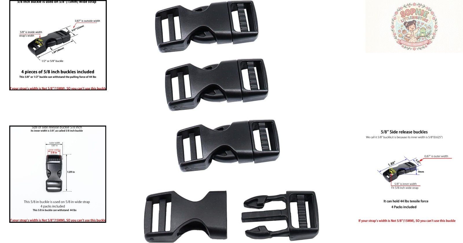 Adjustable Side Release Buckle Clips – Strong Plastic 4-Pack for Easy Use