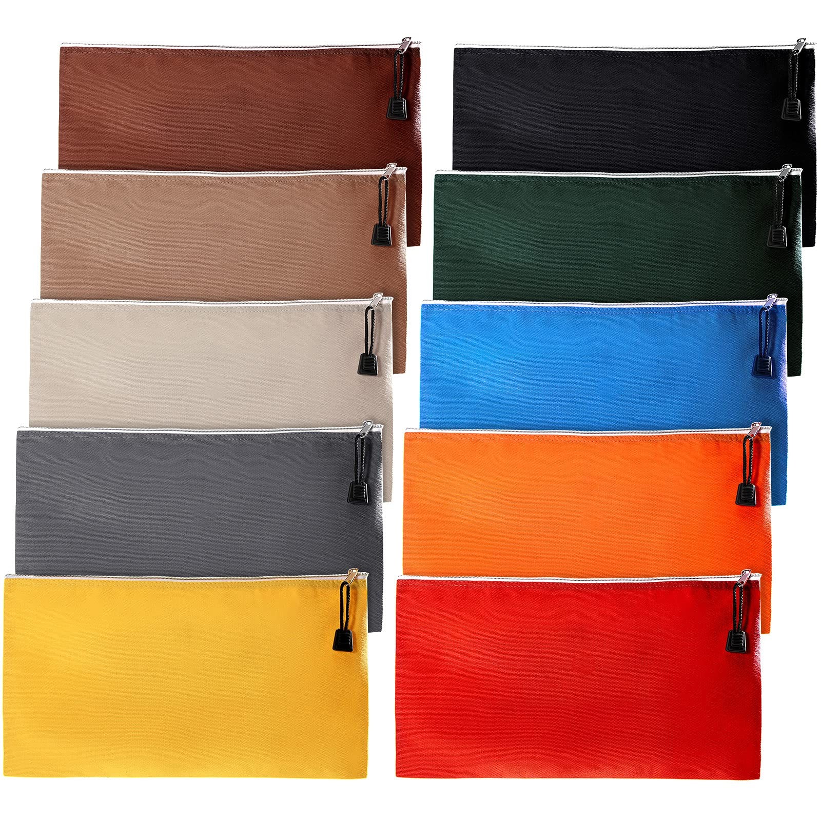 10 Pieces Tool Pouch Metal Zipper Utility Storage Bags Canvas Organizer 12×7 Set