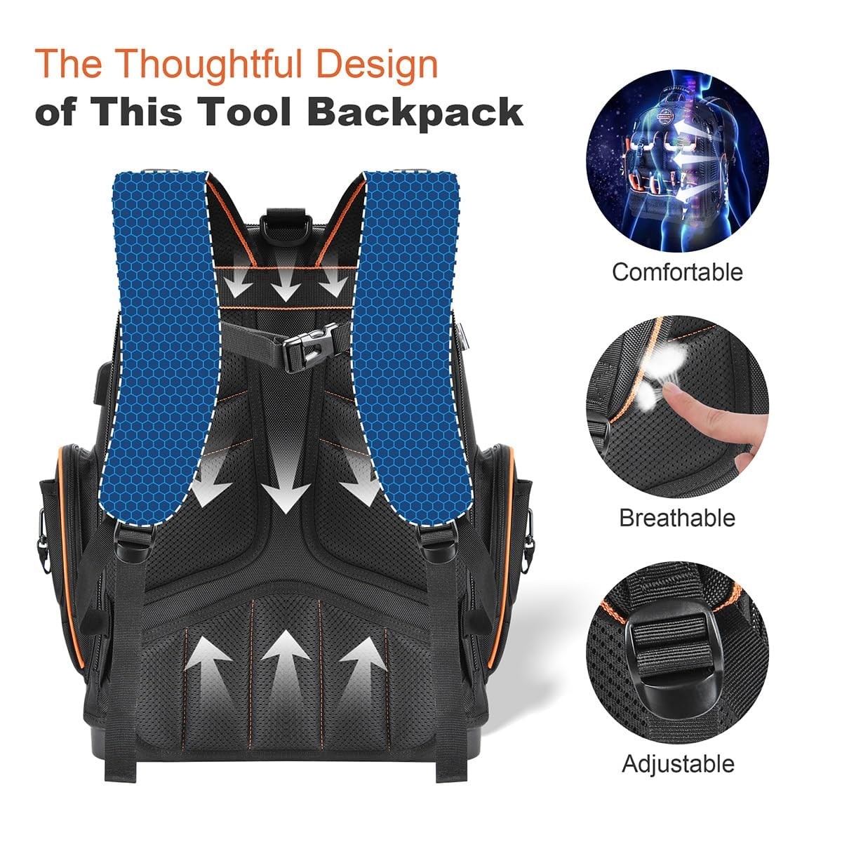Tool Backpack Heavy Duty, Backpack Tool Bag organizer with 89 Pockets & Loops…
