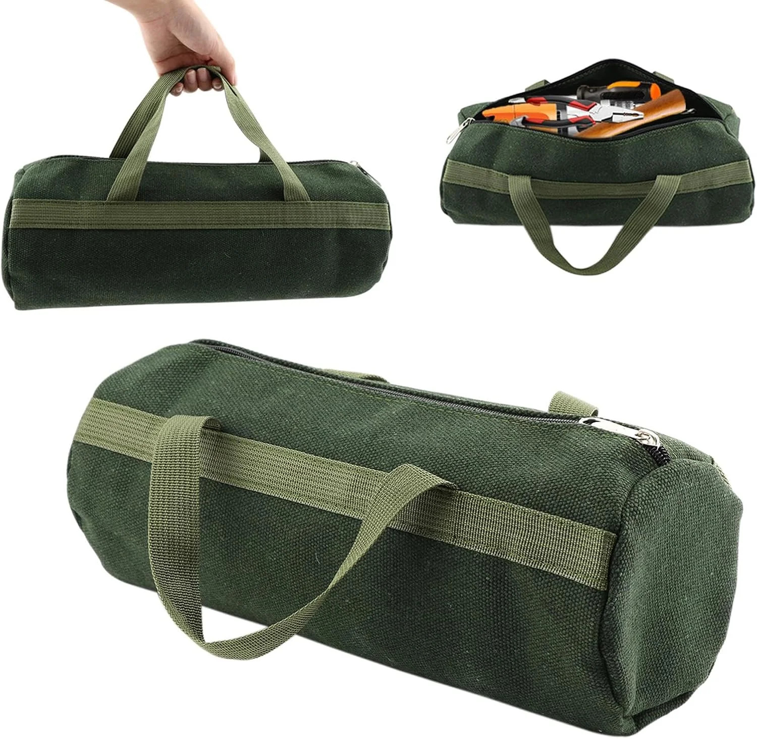 Heavy Duty Canvas Tool Bag Wide Mouth Grill Organizer Electrician Carpenter Tote