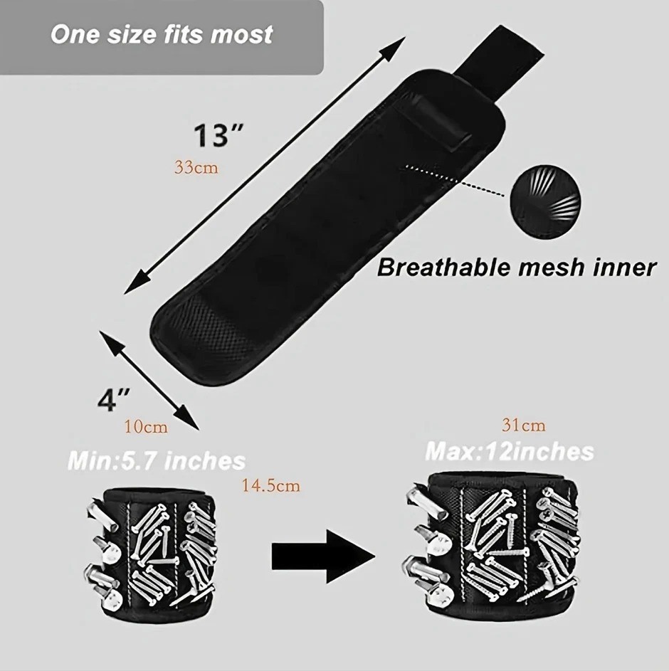 1pc Magnetic Wristband Tool Holder for Screws, Nails & Drill Bits – NEW