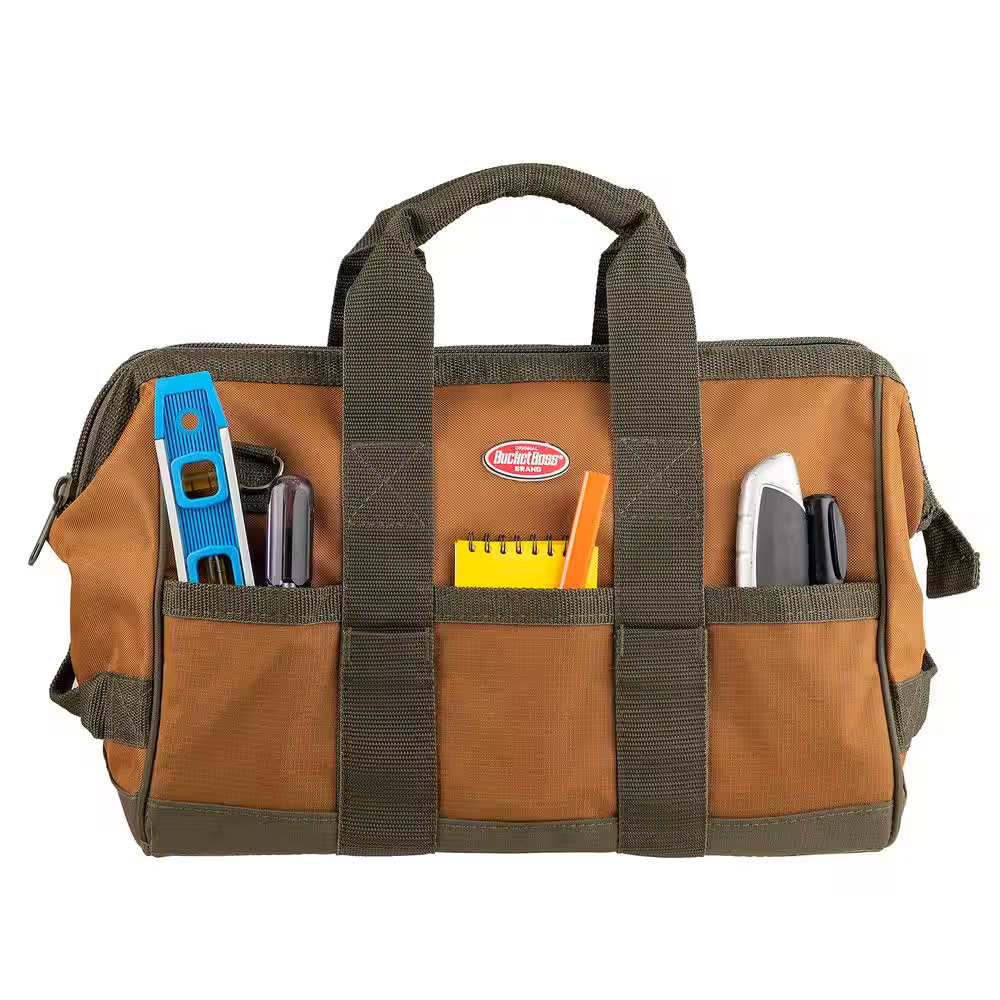 Gatemouth 16 In. Tool Bag in Brown and Green with 16 Pockets