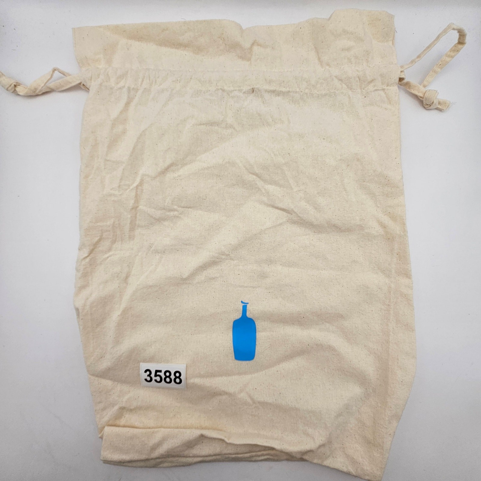 BLUE BOTTLE COFFEE COTTON DRAWSTRING STORAGE BAG NATURAL CANVAS TOTE POUCH 12X15