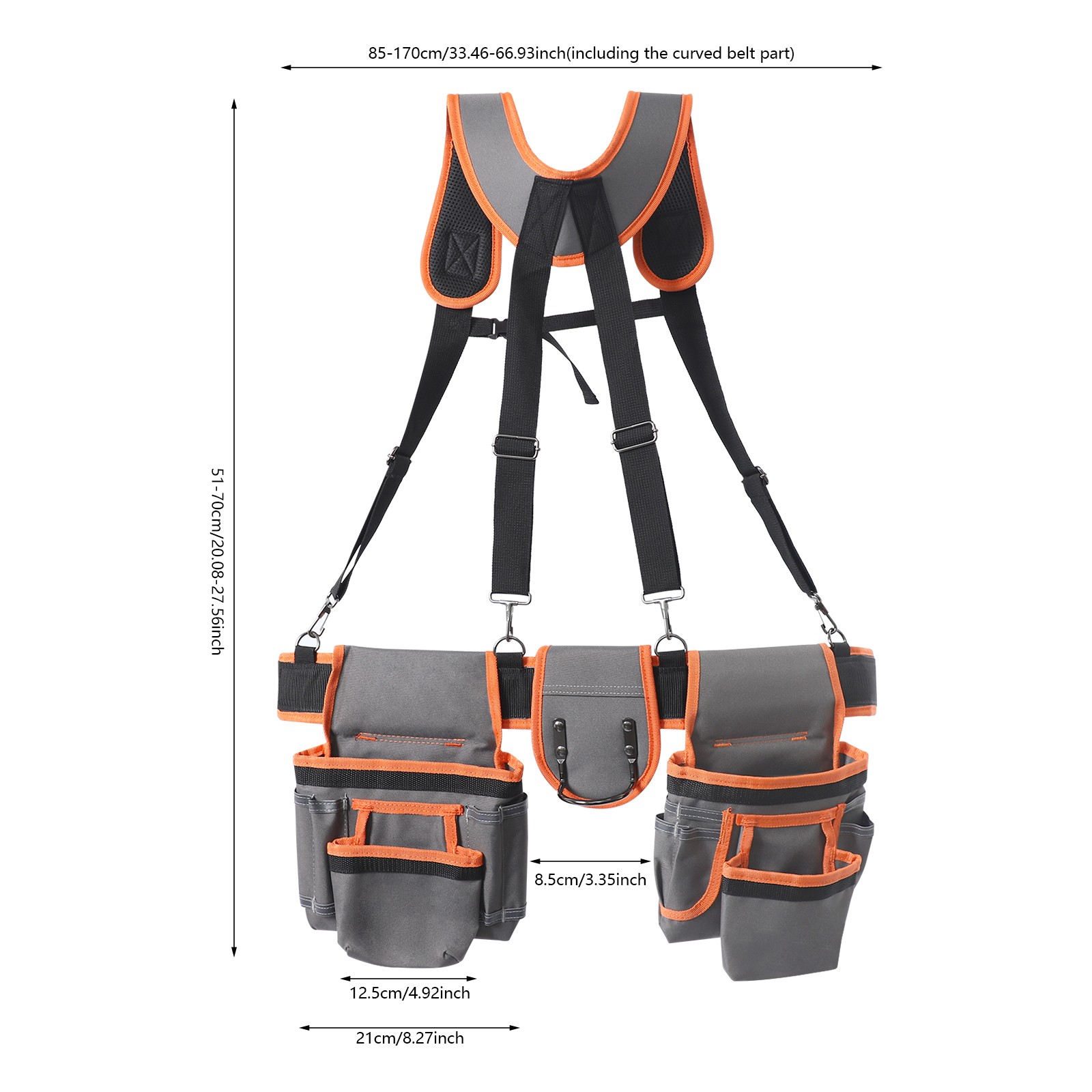 Tool Belt Tool Bag Multifunctional Waist-Mount Electrician Tool Bag w/Suspenders