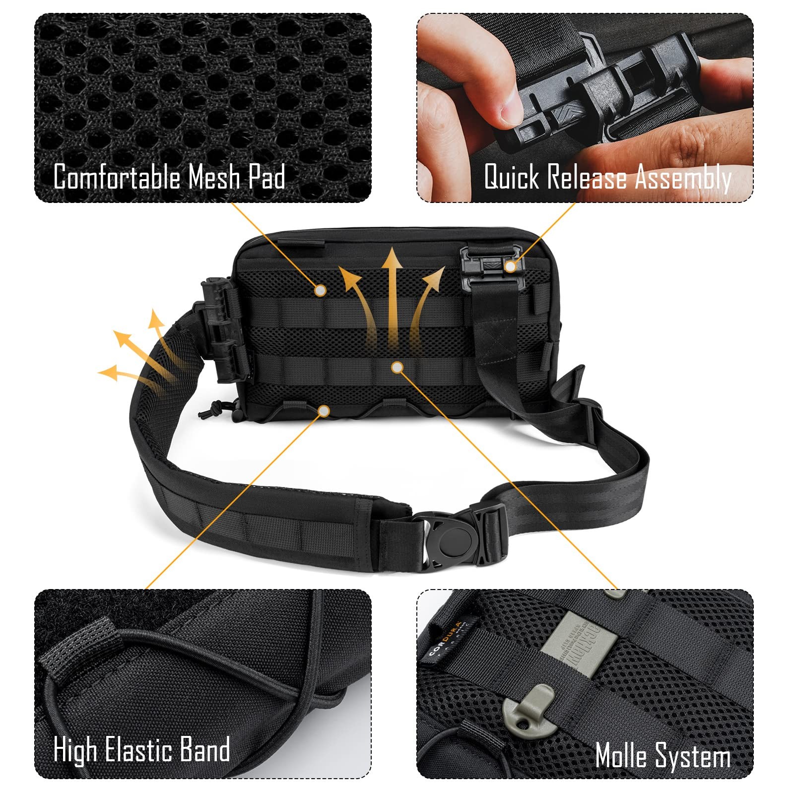 Cache L3 EDC Sling Bag Chest, Lightweight Shoulder Daypack, 500D Nylon, Trave…