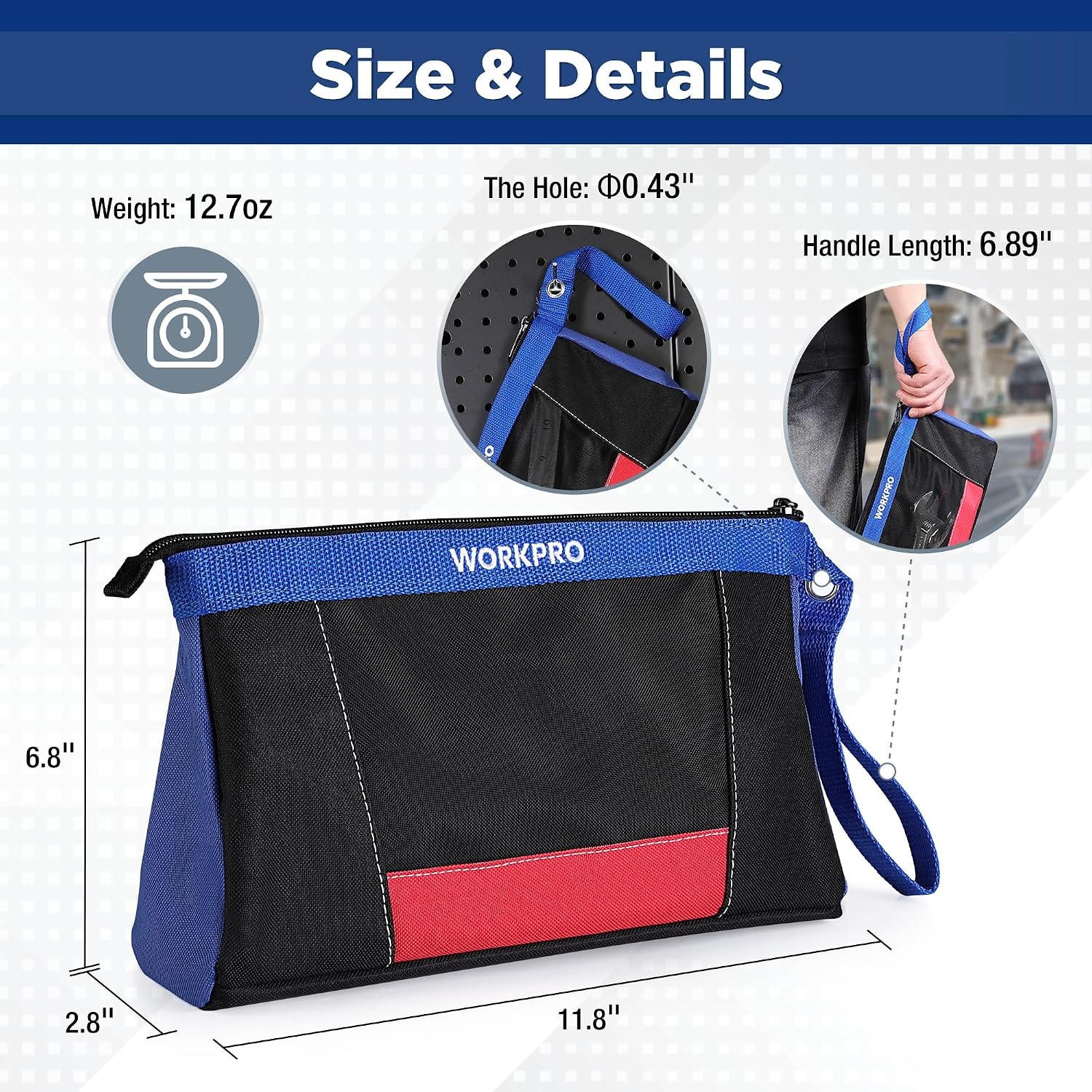 12 Inch Zipper Tool Bag Organizer Pouches 2 Pack Mesh Window Tool Storage Bag