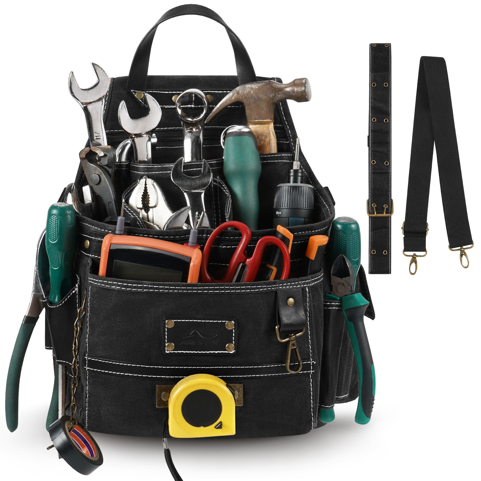 Carpenter Construction Tool Belt Pouch 11 Pockets Utility Waist Bag Crossdody