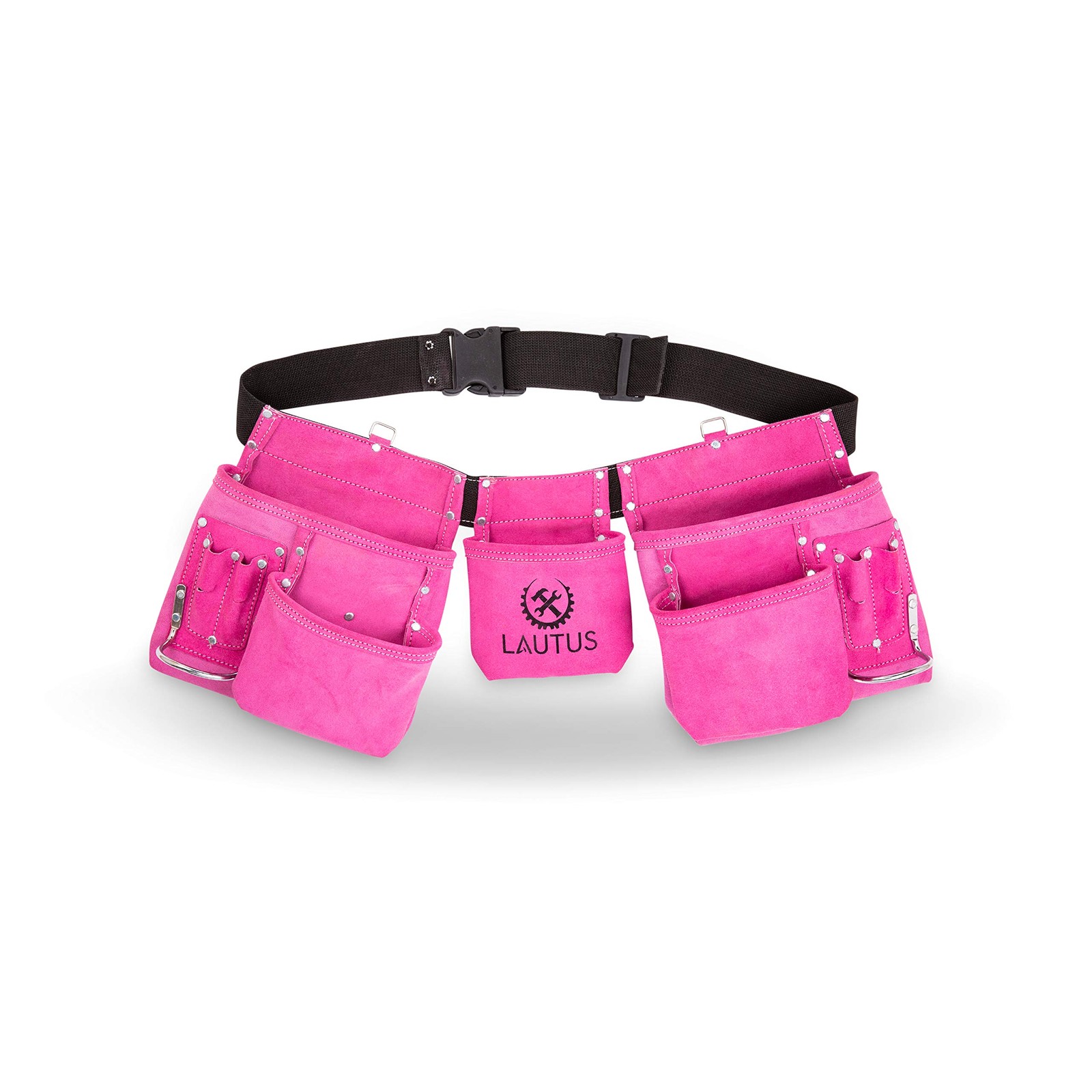Pink Tool Belt Pouch Bag 11 Pockets 2 Steel Hammer Holders Carpenter Framers