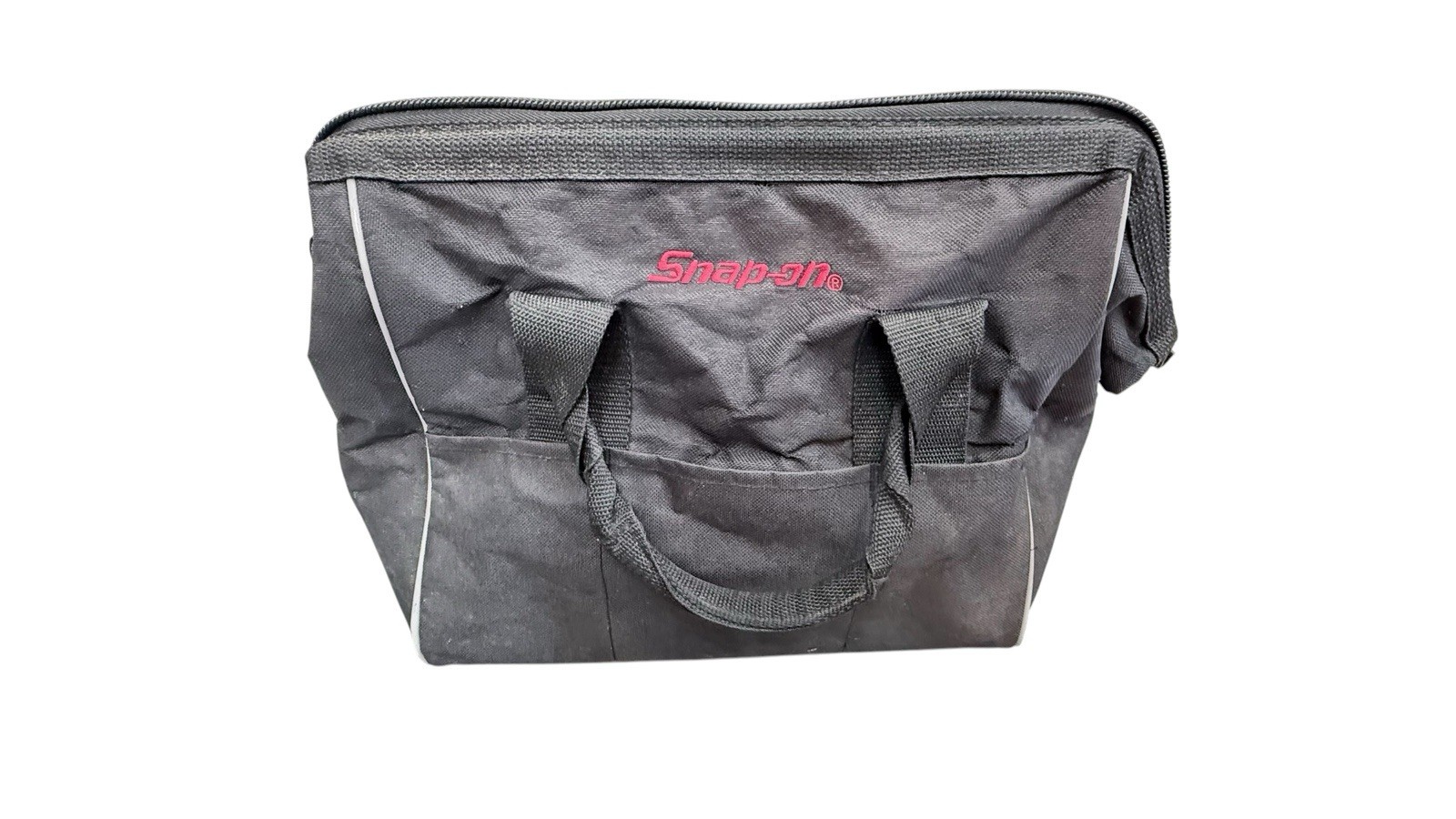 Snap-on Tools Black Canvas Zipper Tool Bag Tote Dual Handles Exterior Pocket
