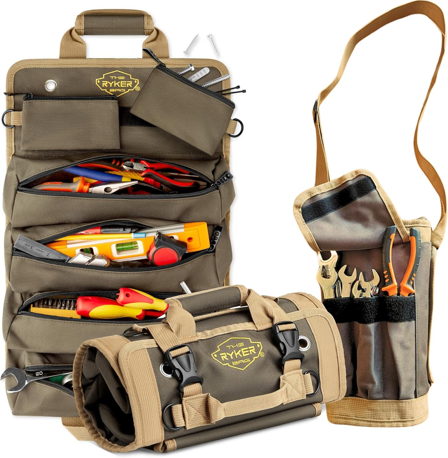 The Ryker Roll up Tool Bag Organizer Gifts for Him Heavy Duty Motorcycle Tool Ro