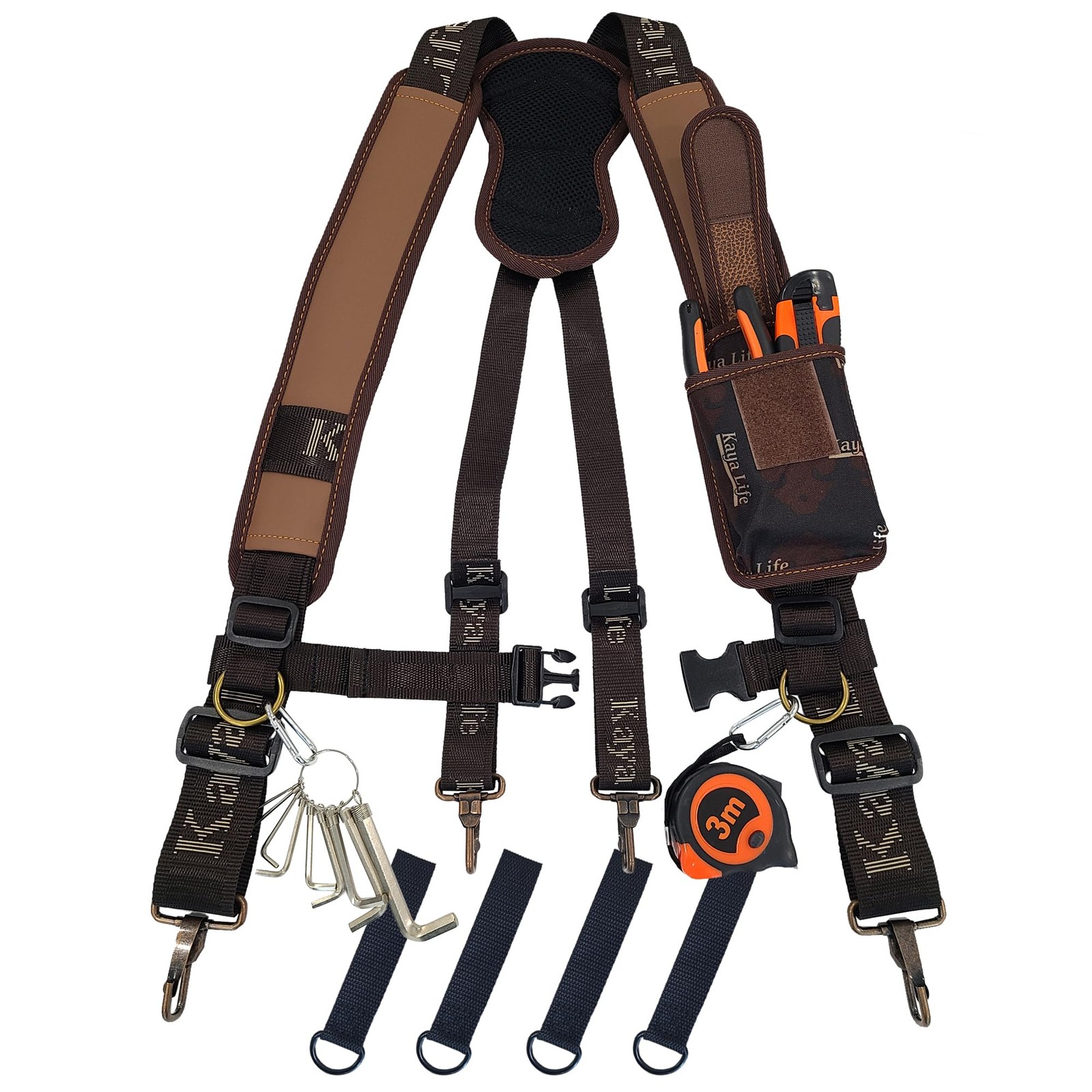 Tool Belt Suspenders for Men with Pouch and Belt Loops – Adjustable Should