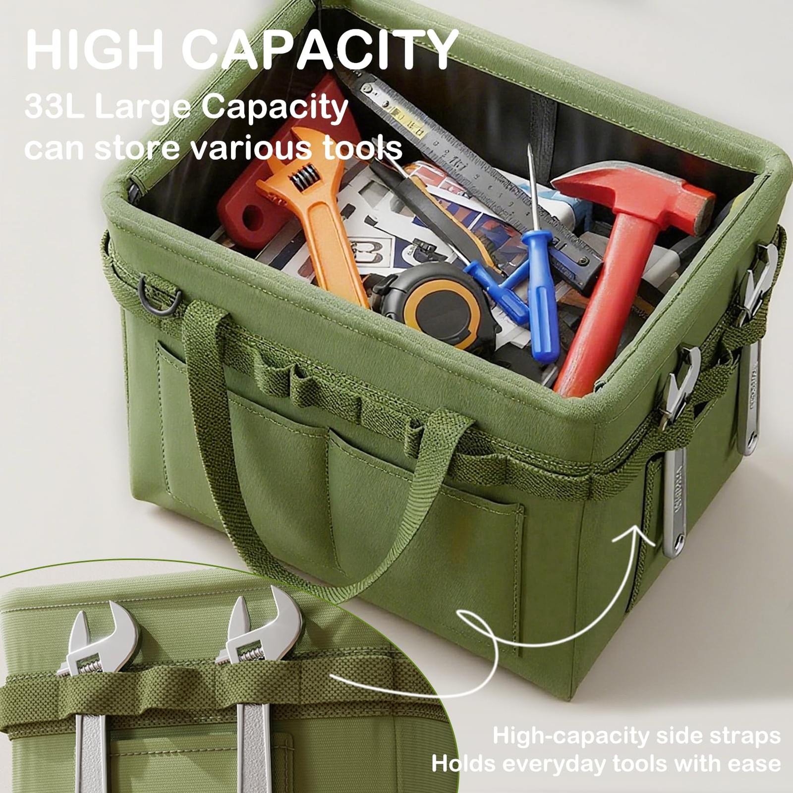 Heavy Duty Tool Bag for Men with Multi-Pockets, 32L Portable Tool Box Organiz…
