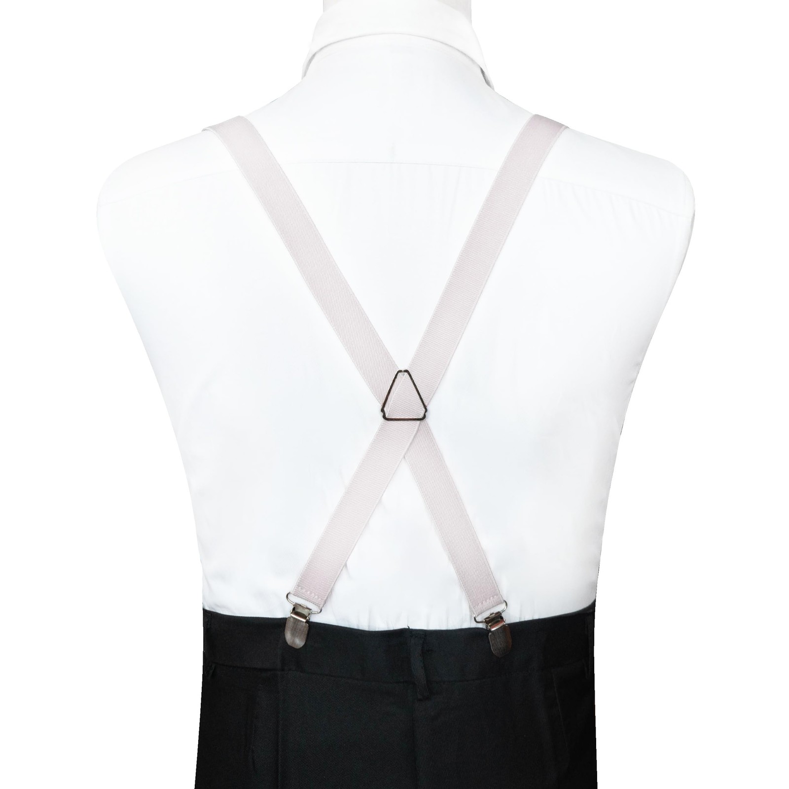 RBOCOTT Mens White Suspender with 4 Clips Adjustable up to 1 meter,