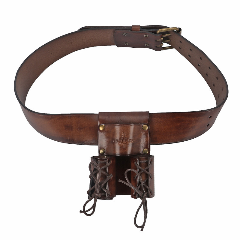 TOURBON Leather Spud Wrench Tool Iron Double Worker Bull Pin Holder Belt Pouch
