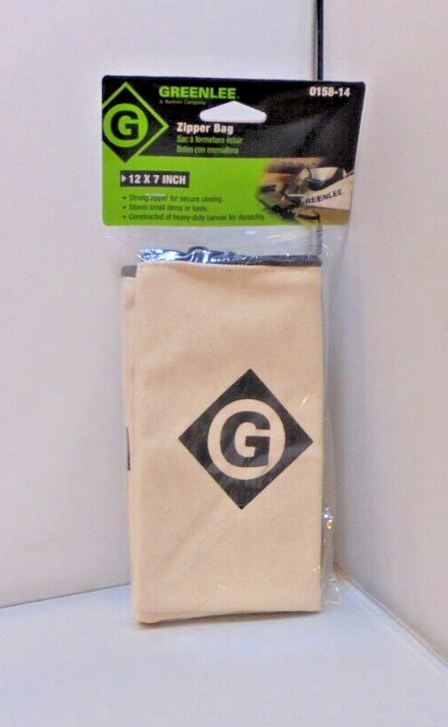 New Greenlee Heavy-Duty Canvas Zipper Bag 12″ x 7″ No. 015814 Ships Free