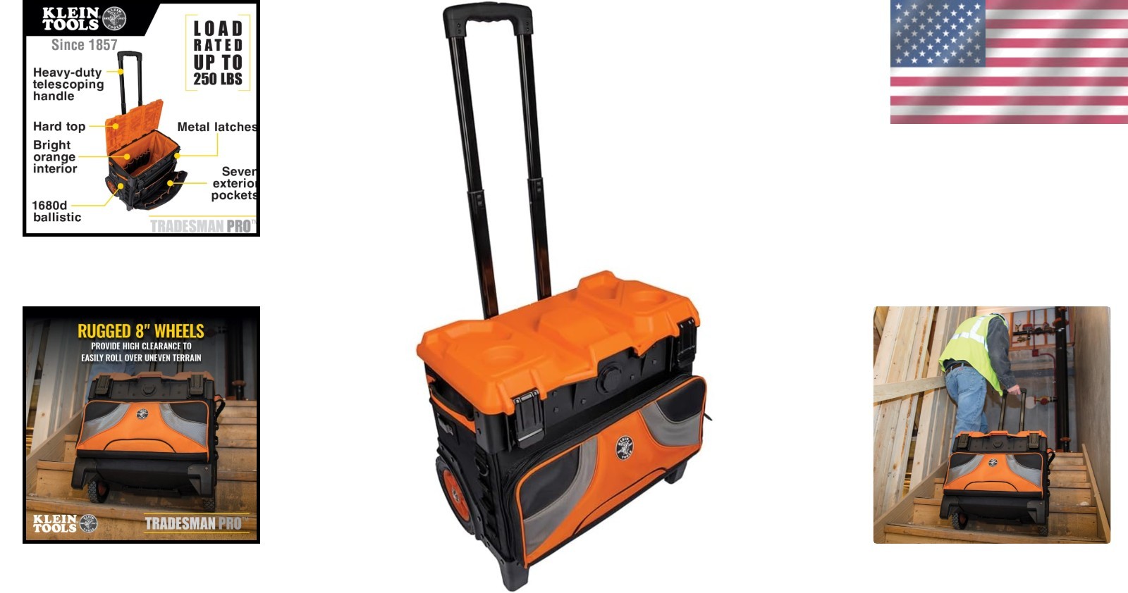 Durable Rolling Tool Bag with 250 Pounds Load Capacity and High Clearance Wheels