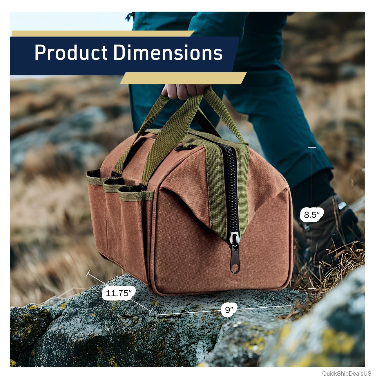 Waxed Canvas Tool Bag Garden Caddy 11.75 Inch Heavy Duty For Supplies