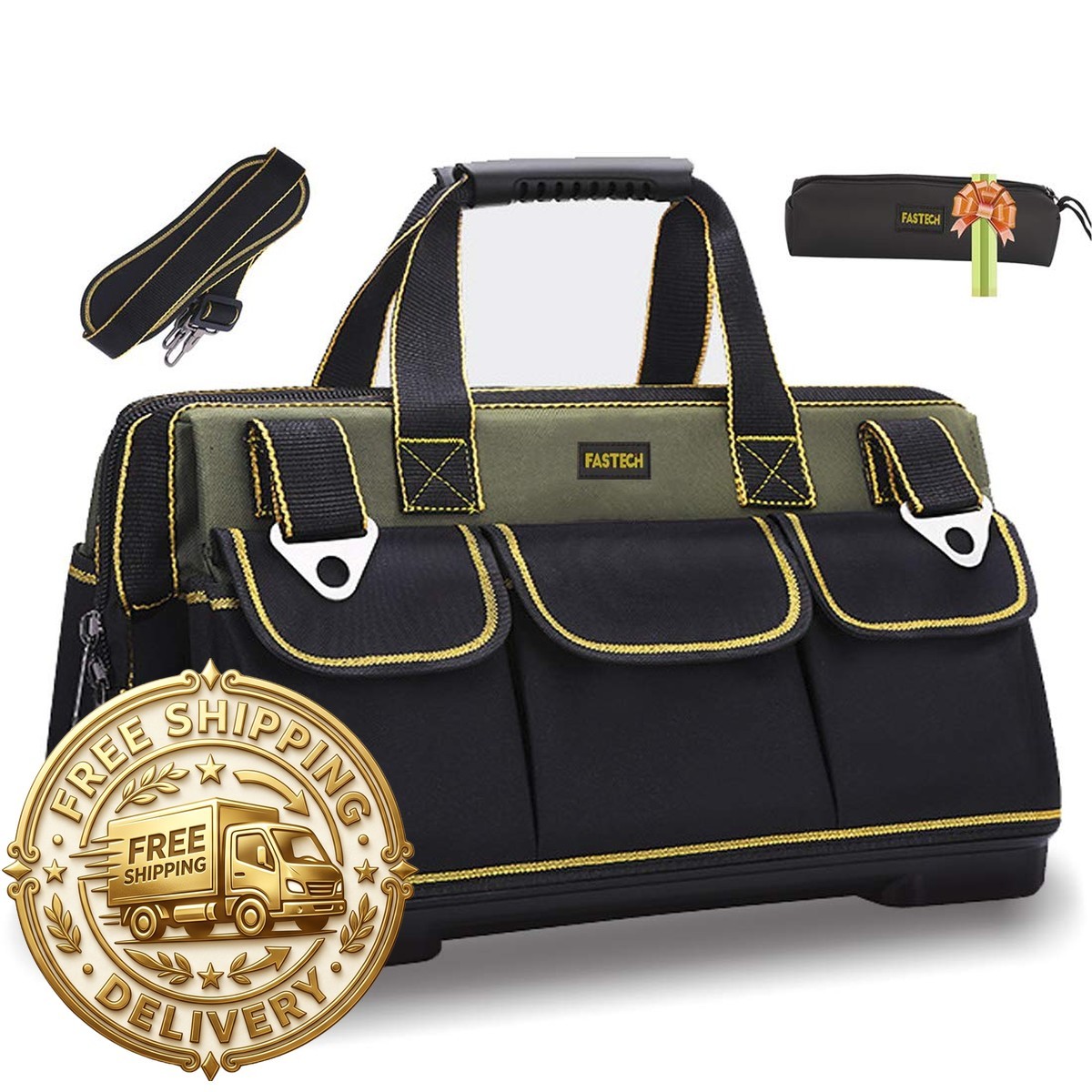 Fastech Wide Mouth Tool Bag Water Proof Molded Basewide Mouth Tool Tote