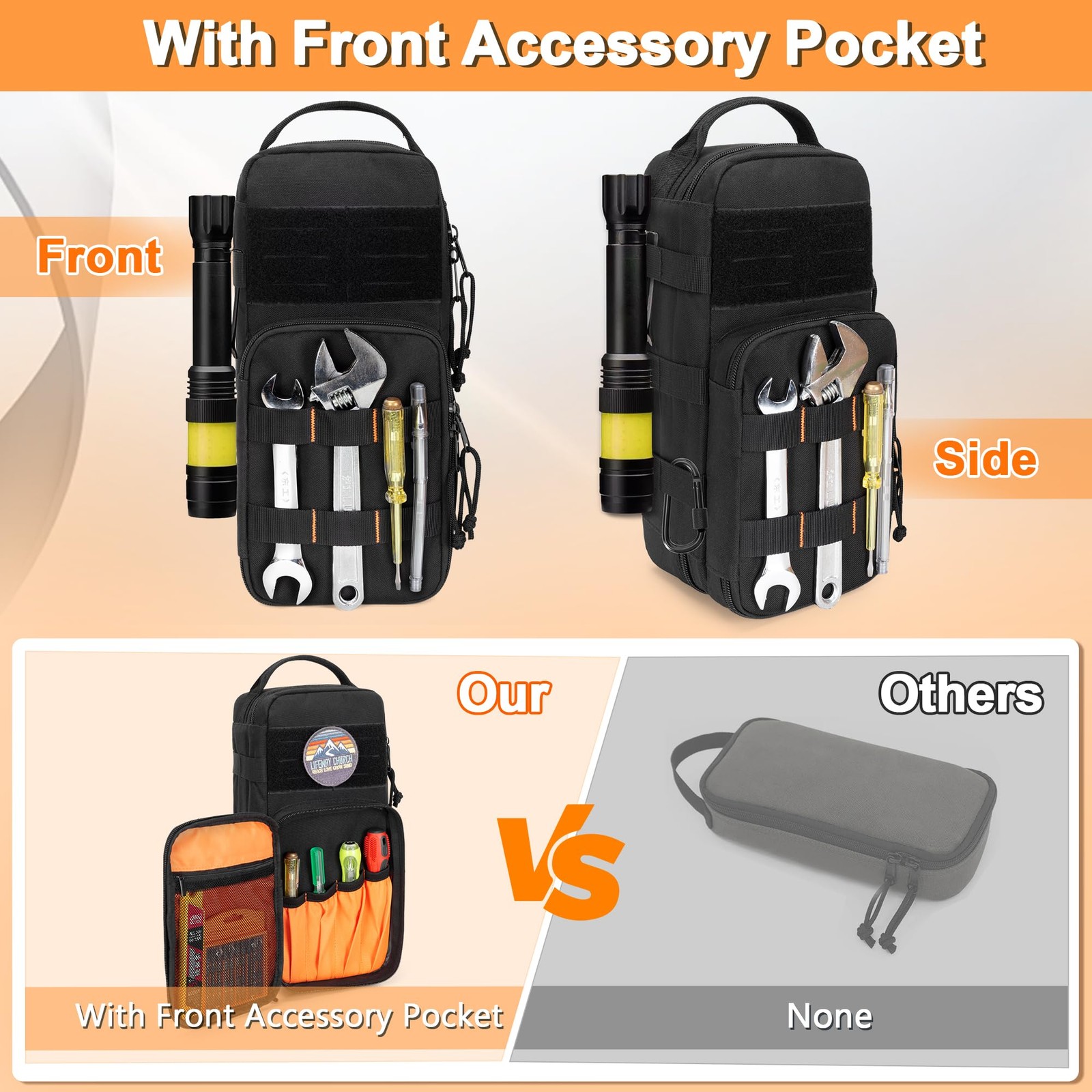 Heavy Duty Small Tool Bag Storage with 2 Zipper Pouches, Multi-functional Tac…