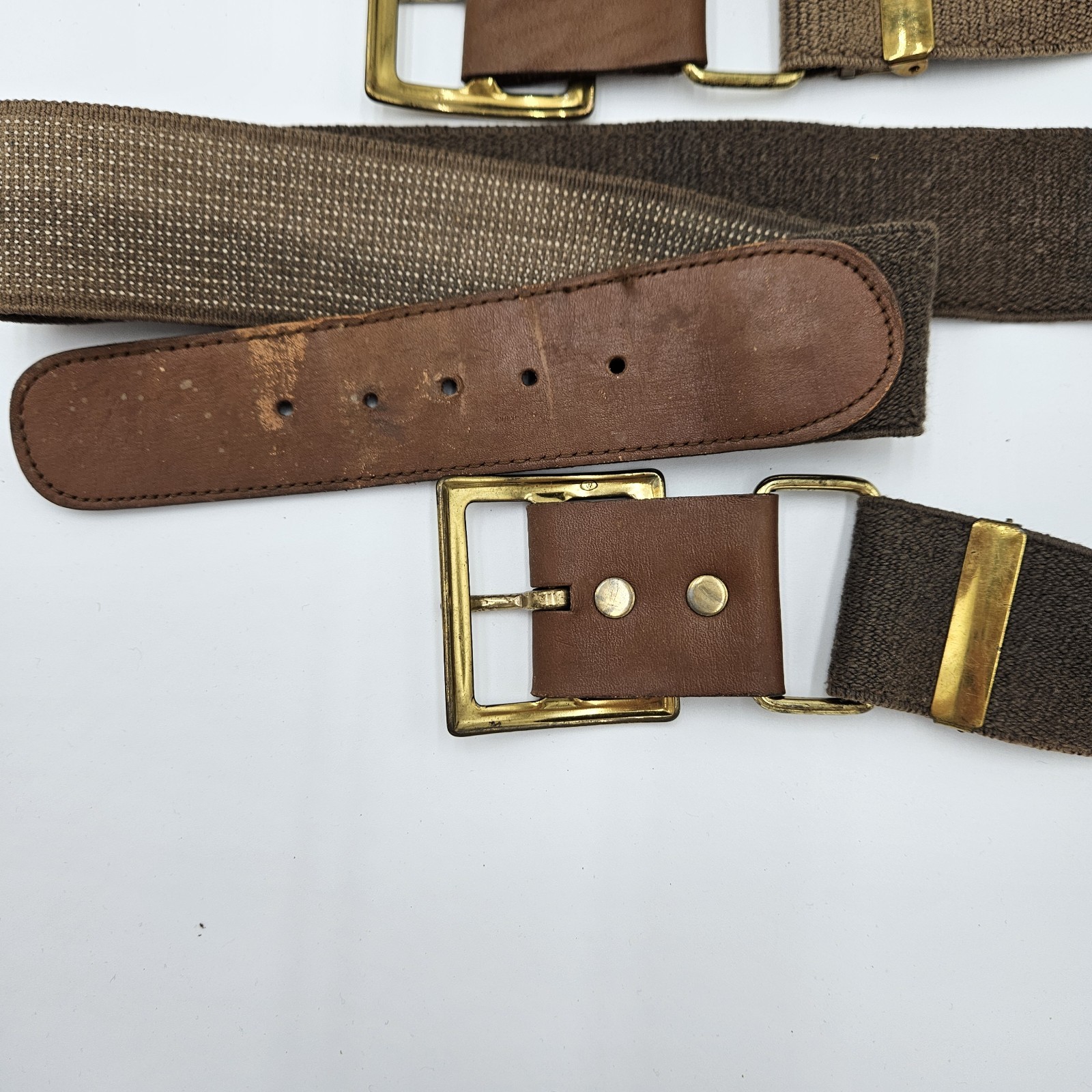 3 Vintage Tool Belts, Belts only, Canvas & Leather, Adjustable Size, Buckles