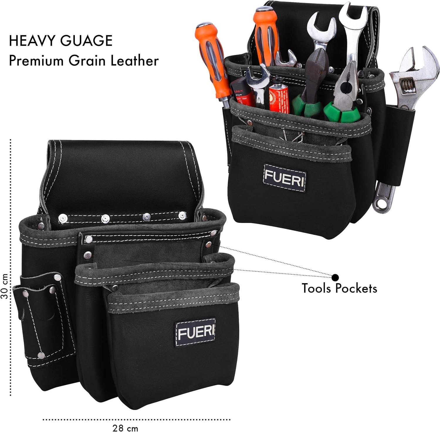 Tool Pouch Framers Combo Tool Belt Tool Kit | Heavy Duty Pro Gauge Leather Ri…