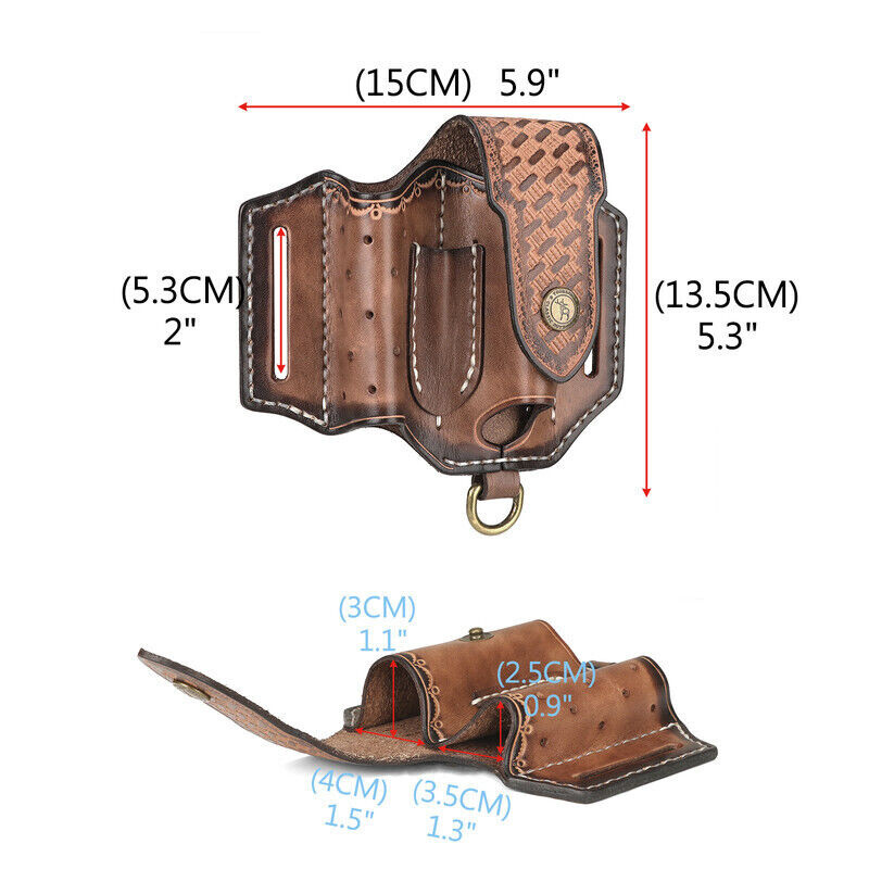 Leather Pocket Knife Sheath EDC Multitool Plier Belt Pouch Tools Holster-TOURBON