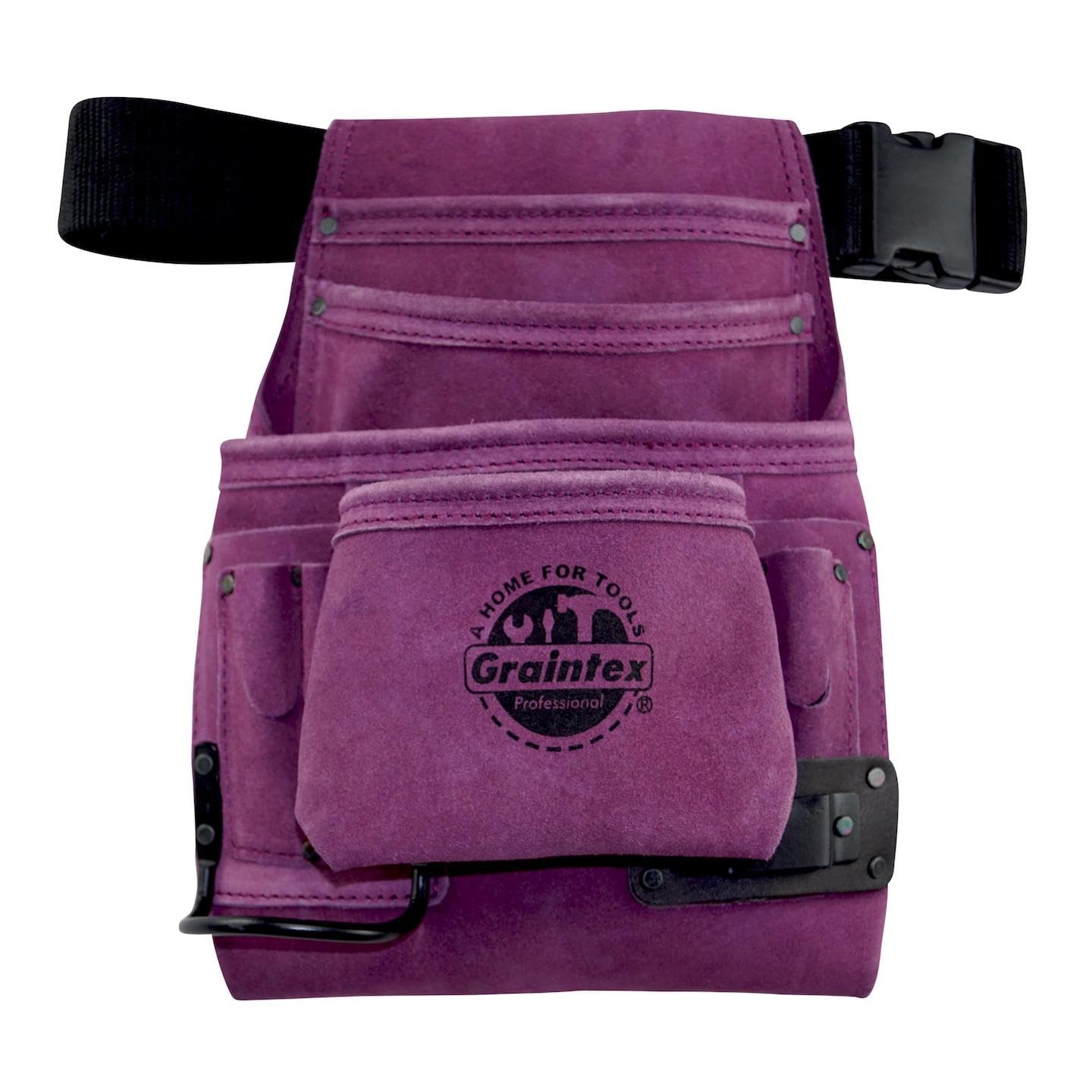 Graintex 10-Pocket Purple Suede Leather Tool Pouch with 2″ Belt, SS2032
