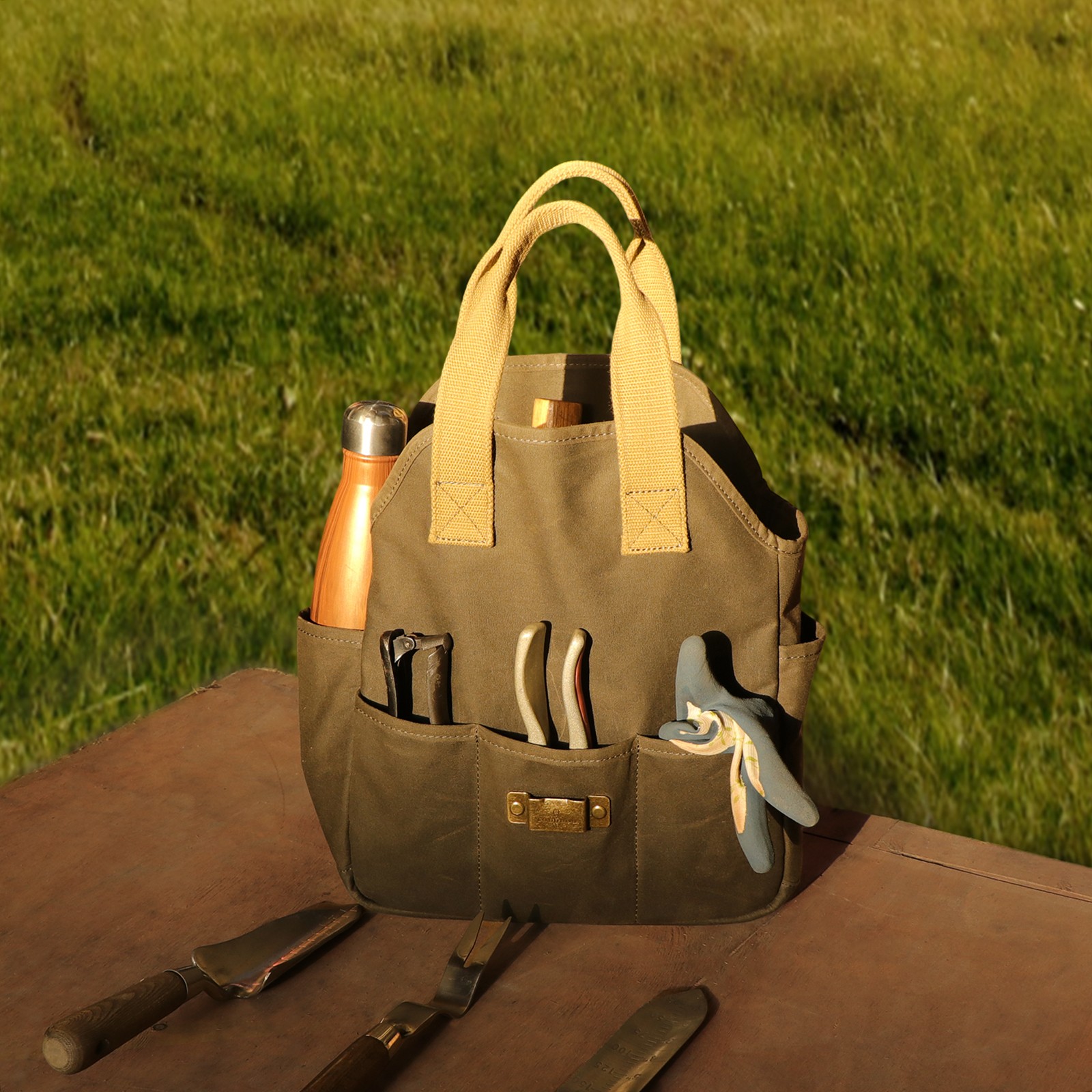 Tourbon Sturdy Canvas Garden Tool Tote Bag Farmer DIY Utility Storage Organizer