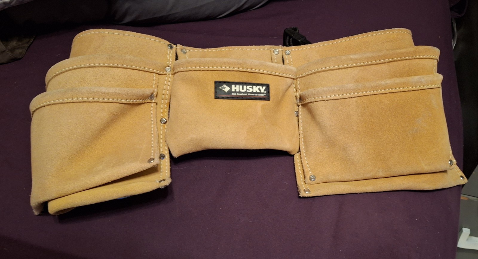 Husky 332-720 Suede Leather Tool Belt Carpenter 52in Heavy Duty Lightly Used