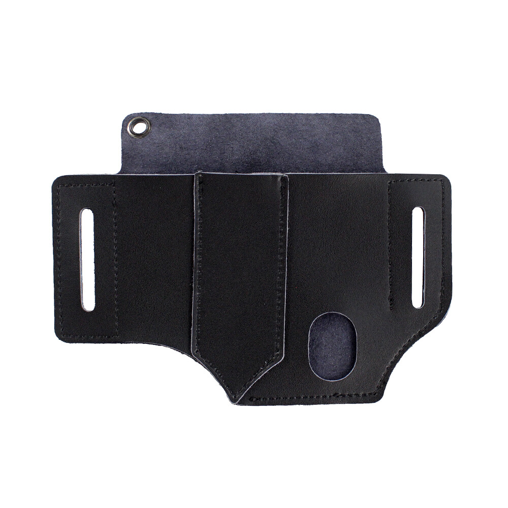 3-Pocket Belt Leather Tools Sheath Pouch EDC Pen Knife Flashlight Organizer