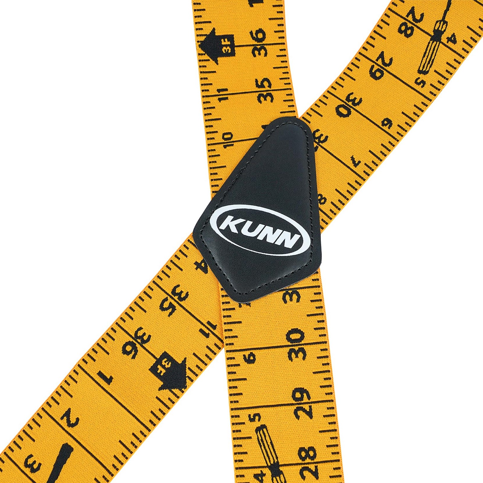 KUNN 2Inch Tape Measure Mens Suspenders with Bronze Yellow Rule, Rule