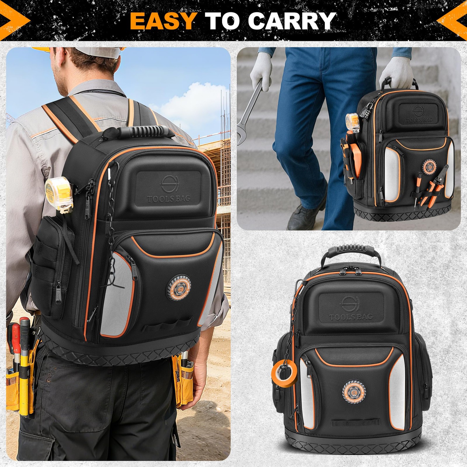 Tool Bag Backpack, 75 Pockets & Loops Heavy Duty Tools Organizer Bags/HVAC Tool