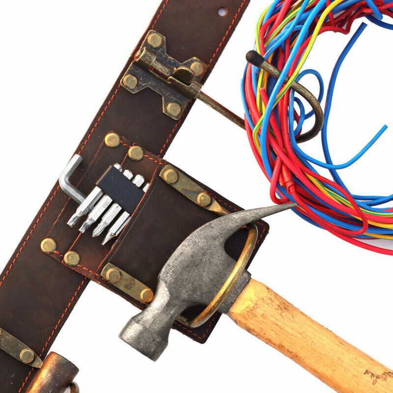 TOURBON Leather 2″ Electrician Tool Belt Hammer Scaffolding Holder Drill Holster