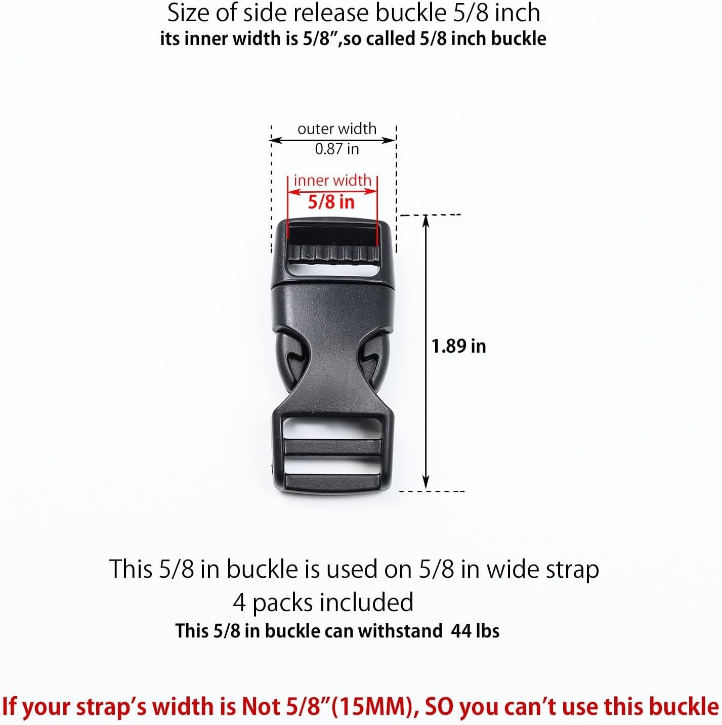 Adjustable Side Release Buckle Clips – Strong Plastic 4-Pack for Easy Use
