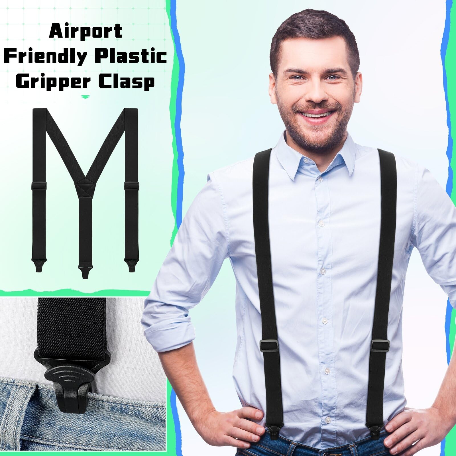 Jiuguva Men Hidden Undershirt Suspender Under Clothing One Size, Black