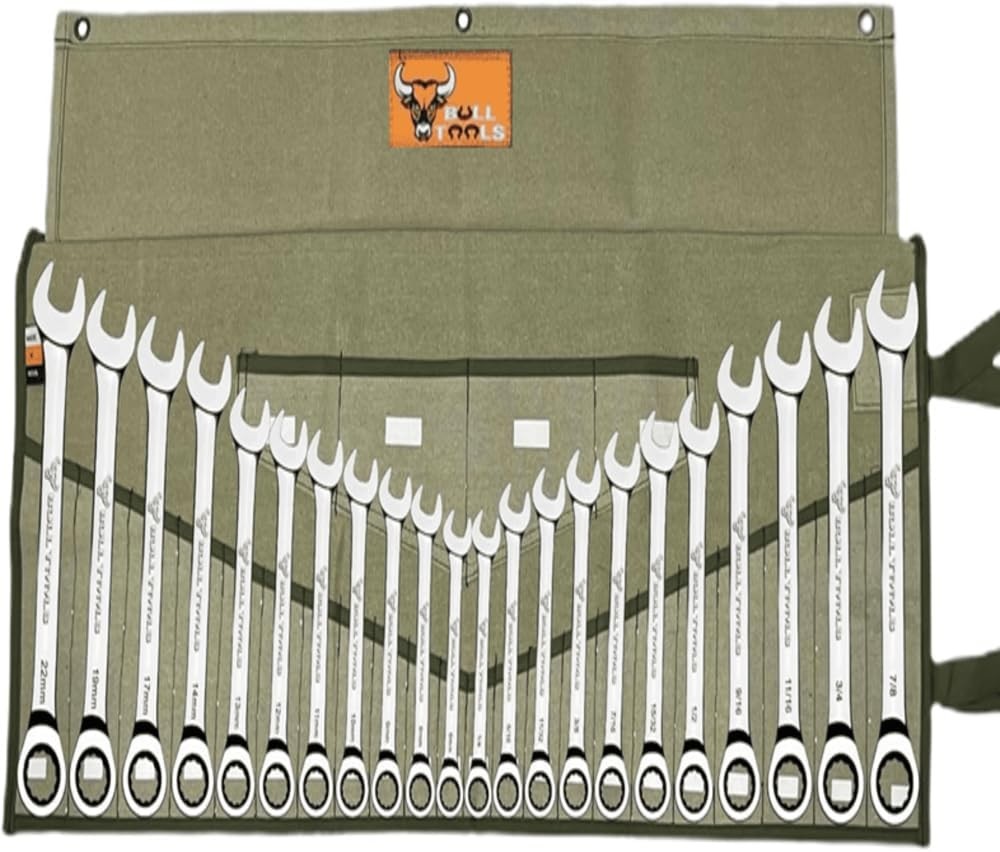 Tool Roll Organizer with 26 Pockets for Duck Canvas, Sand washed Olive Drab