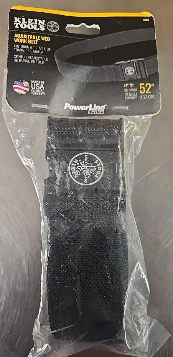 5705- Klein Tools Adjustable Tool Belt 52″ Heavy Duty Nylon Webbing Metal Buckle