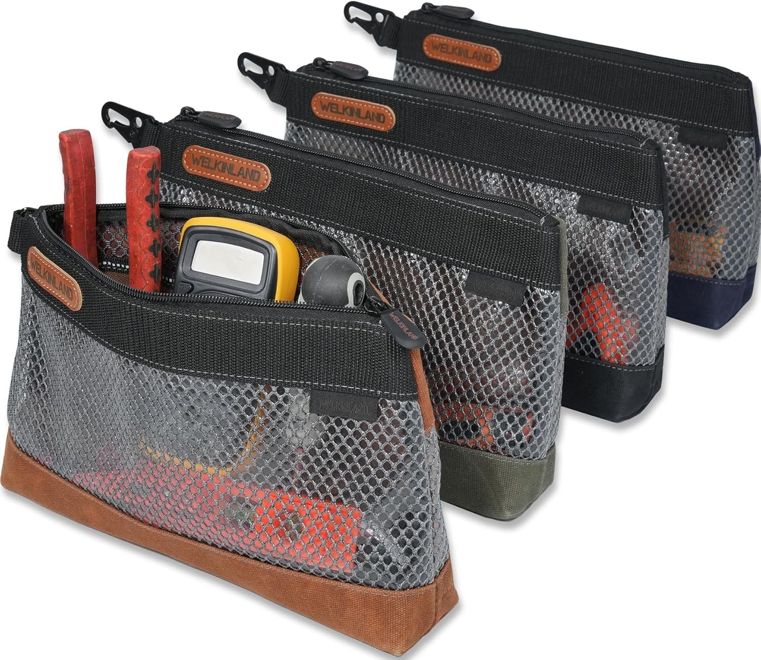WELKINLAND Waxed Canvas Tool Pouches 12 Inch 4 Pack