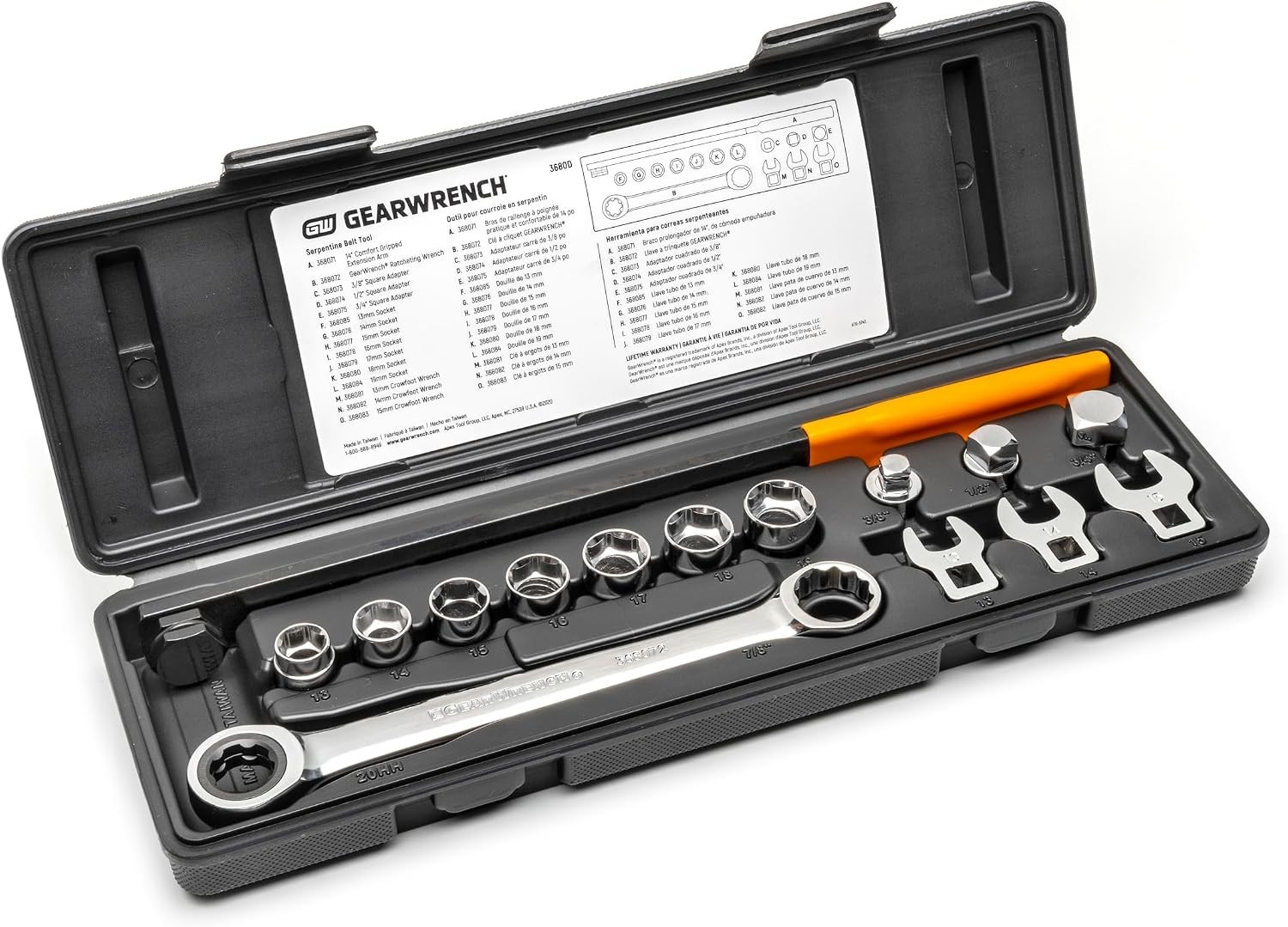 15-Piece Ratcheting Tool Set | Serpentine Belt Removal