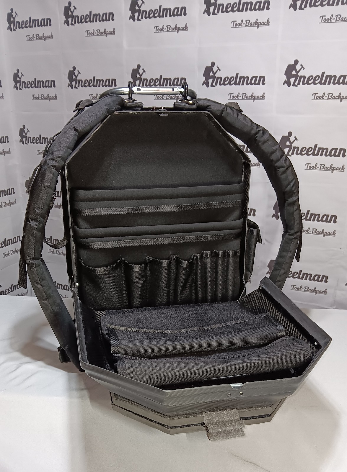 Kneelman Tool-Backpack Carbon Fiber Tool Backpack w/ Handle, Black/Gray