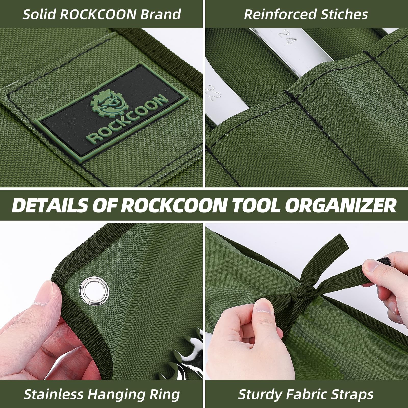 Wrench Roll Organizer 16 Pockets, Wrench Pouch Roll Up with Water Proof Oxford