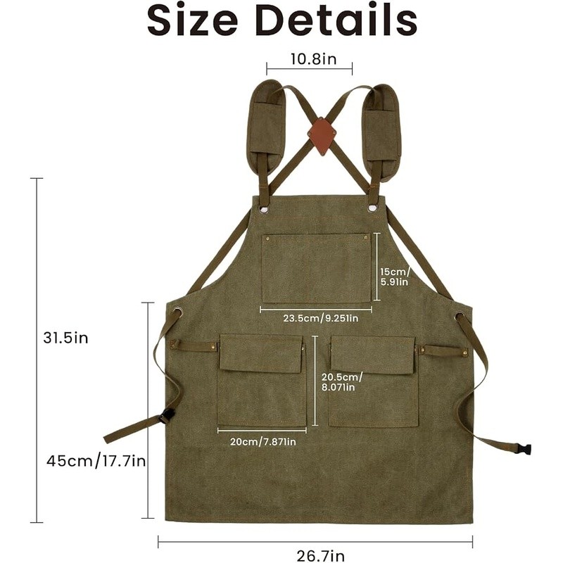Waterproof Work Apron Adjustable Straps 4 Pockets Carpenters Technicians New